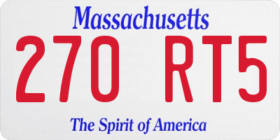 MA license plate 270RT5