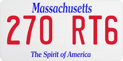 MA license plate 270RT6