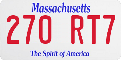 MA license plate 270RT7