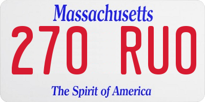 MA license plate 270RU0