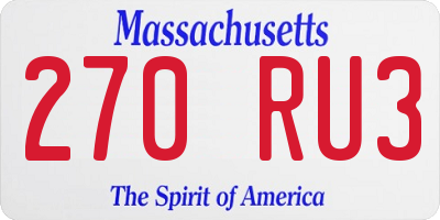 MA license plate 270RU3