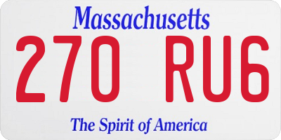 MA license plate 270RU6