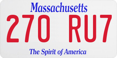 MA license plate 270RU7