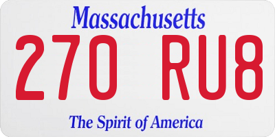 MA license plate 270RU8