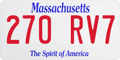 MA license plate 270RV7