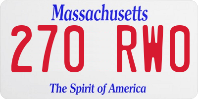 MA license plate 270RW0