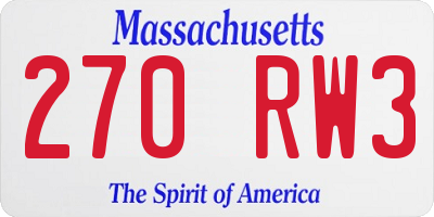 MA license plate 270RW3