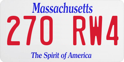 MA license plate 270RW4