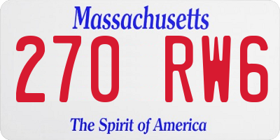 MA license plate 270RW6