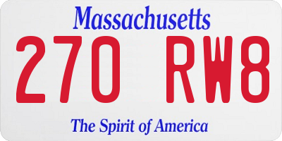 MA license plate 270RW8