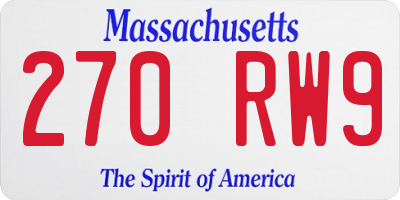 MA license plate 270RW9