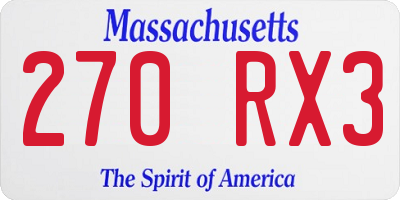 MA license plate 270RX3
