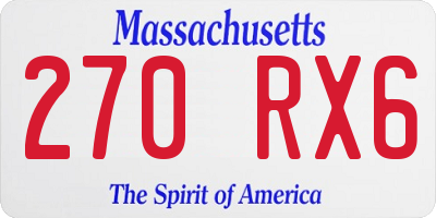 MA license plate 270RX6