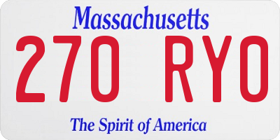 MA license plate 270RY0