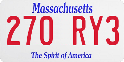 MA license plate 270RY3