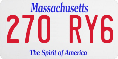 MA license plate 270RY6