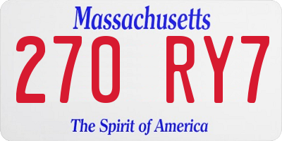 MA license plate 270RY7