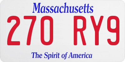 MA license plate 270RY9