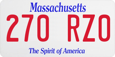 MA license plate 270RZ0