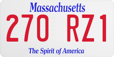 MA license plate 270RZ1