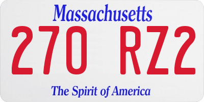MA license plate 270RZ2