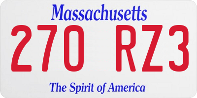 MA license plate 270RZ3