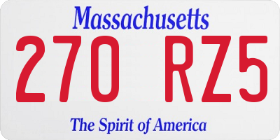 MA license plate 270RZ5