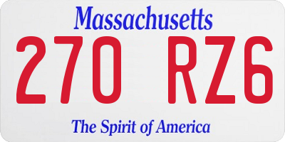 MA license plate 270RZ6