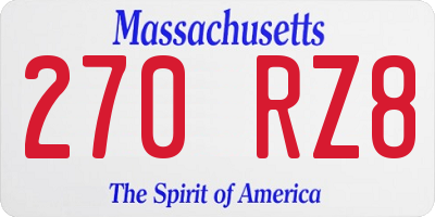MA license plate 270RZ8