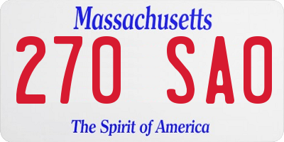 MA license plate 270SA0