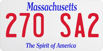 MA license plate 270SA2