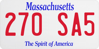 MA license plate 270SA5
