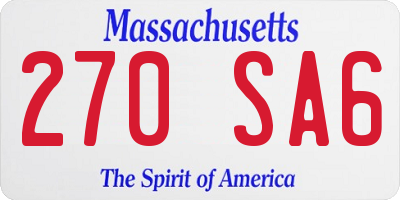MA license plate 270SA6