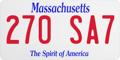 MA license plate 270SA7