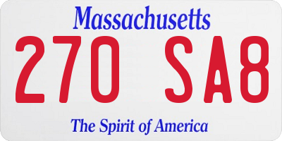 MA license plate 270SA8