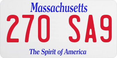 MA license plate 270SA9