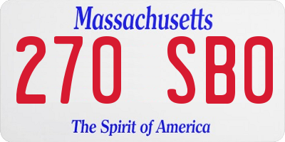 MA license plate 270SB0