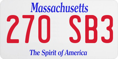 MA license plate 270SB3