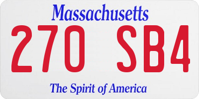 MA license plate 270SB4
