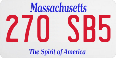 MA license plate 270SB5
