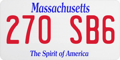 MA license plate 270SB6