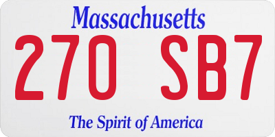 MA license plate 270SB7