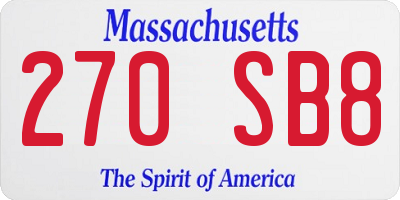 MA license plate 270SB8
