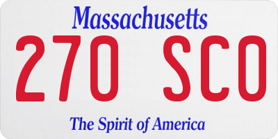 MA license plate 270SC0