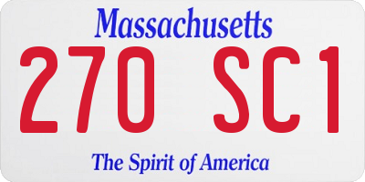 MA license plate 270SC1