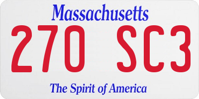 MA license plate 270SC3