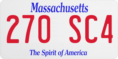 MA license plate 270SC4
