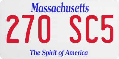 MA license plate 270SC5