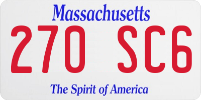 MA license plate 270SC6
