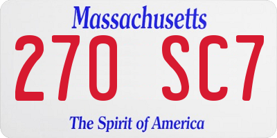 MA license plate 270SC7